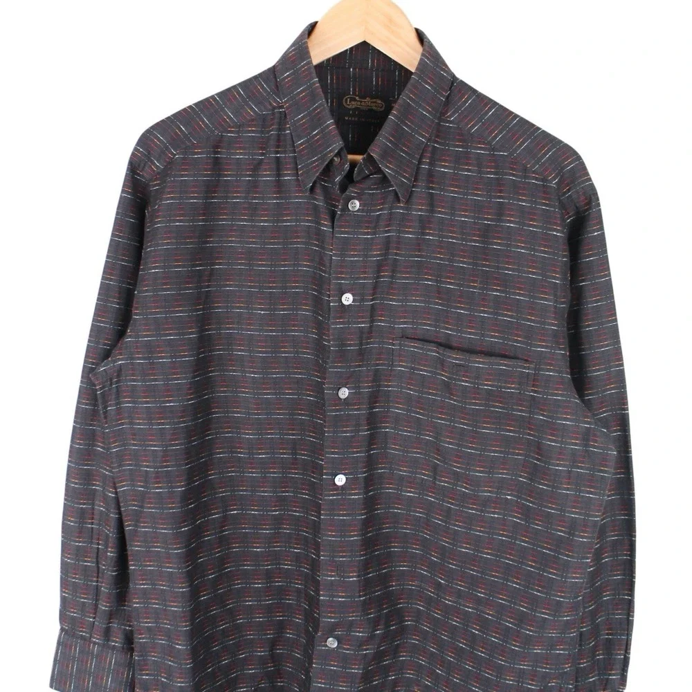 Vintage Luca di Marco Italy Button Up Shirt Black Striped Men's Size Medium